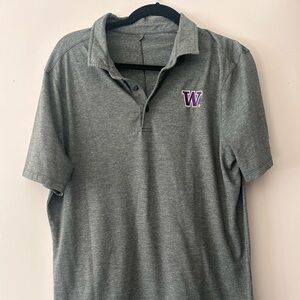 lululemon athletica Heather Gray Polo with Purple Accent
